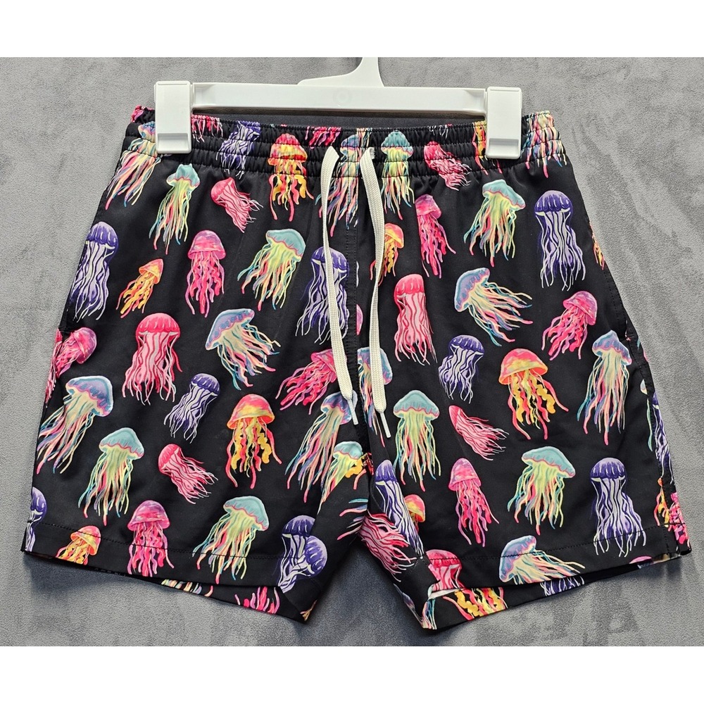Chubbies Mens Jellyfish Print Swim Trunks Black Neon Compression Liner Small 6in